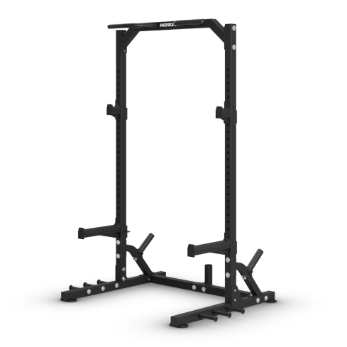 Squat Rack HSR30 de Horizon Fitness con dise&ntilde;o compacto y brazos de seguridad.