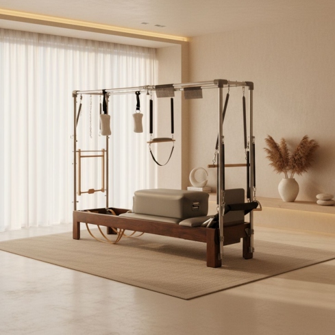 Reformer Cadillac Clásico Madera Oscura - Elina Pilates